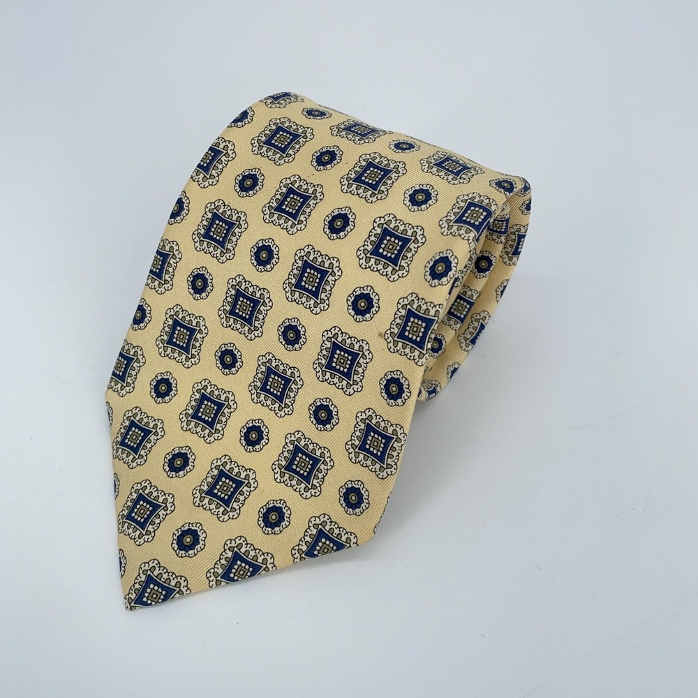 Liberty Tie Mens One Size Yellow Patterned‎ Silk Classic Luxury Necktie USA Made